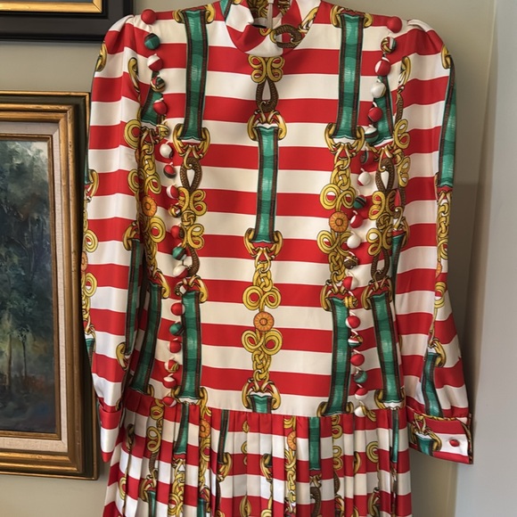 Gucci Red & Green gown dress XS S small runway nutcracker stripes christmas - Picture 6 of 16